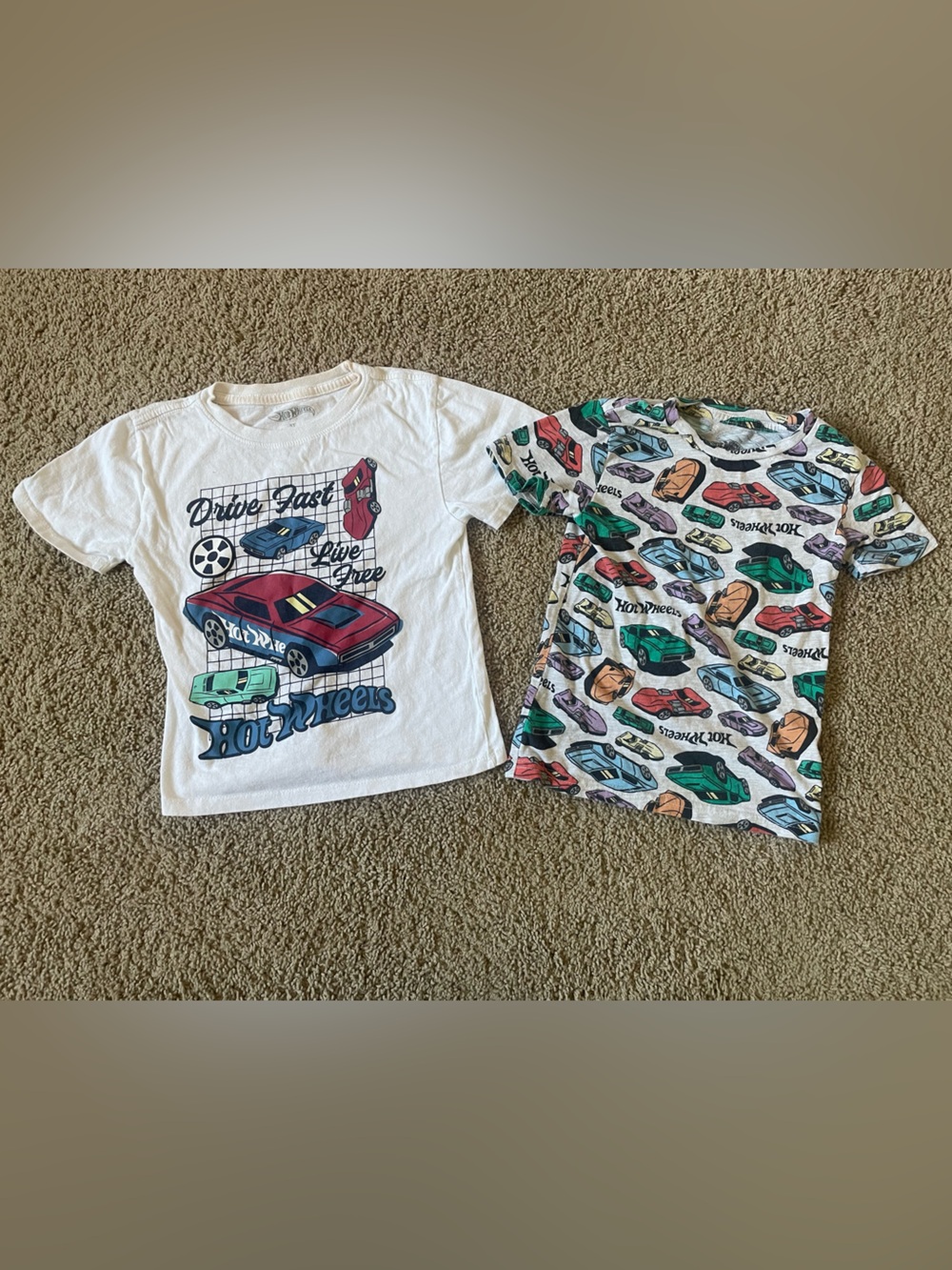Hot Wheels White Short Sleeve Tee with Car Graphics